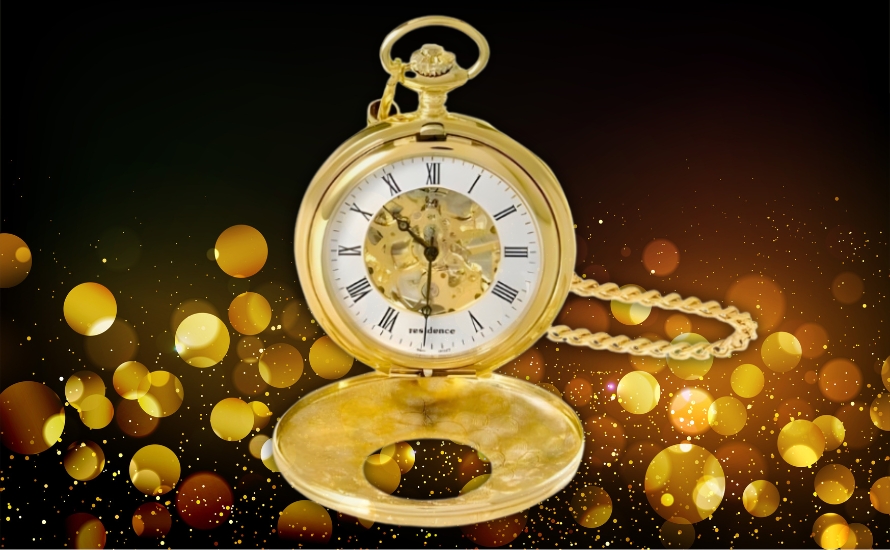 Banner-Goldene-Doppelsavonette-Taschenuhr-2025 | Au Bijou GmbH Uhren & Schmuck