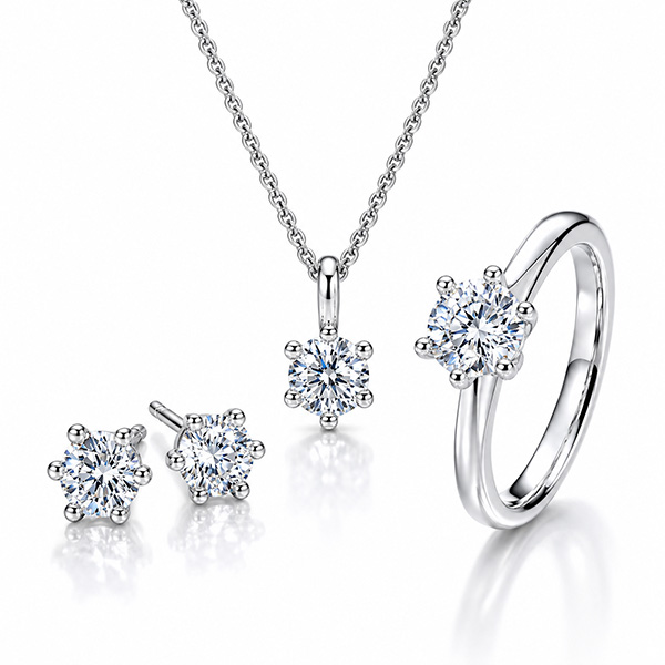 Schmuckset im Einklang aus 18 Karat Weissgold
