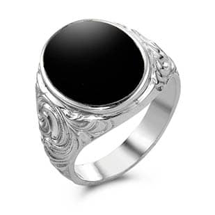 Silber Ring Chevalier mit Onyx