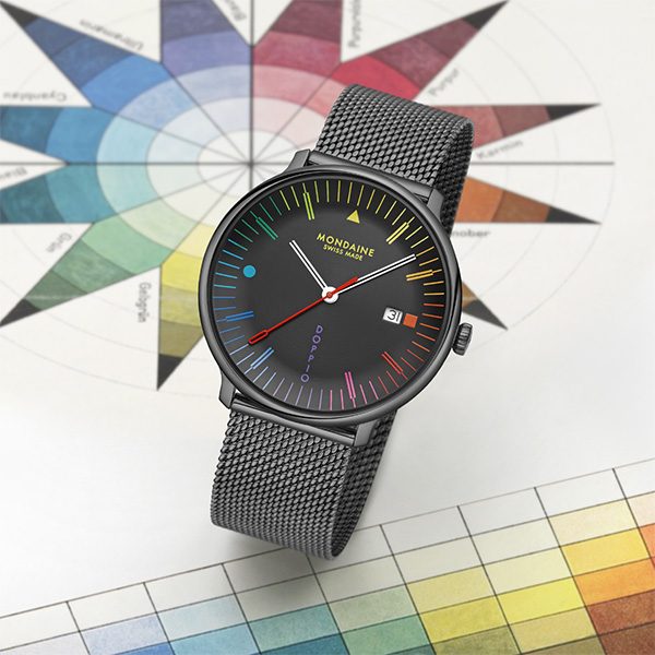 Mondaine Doppio Rainbow schwarz